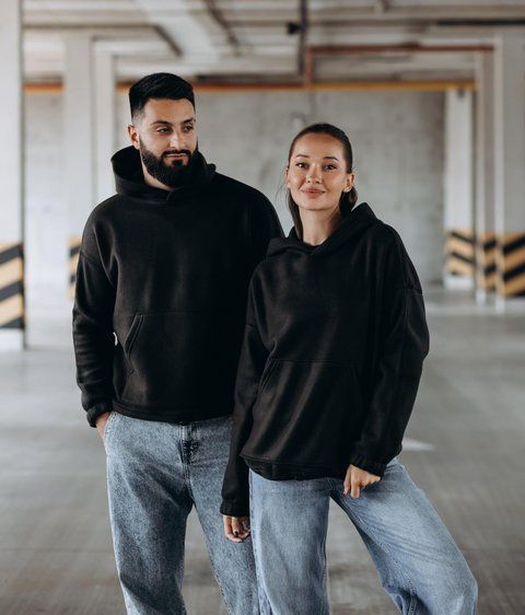 Фліс худі чорне OVERSIZE HFOV02 фото